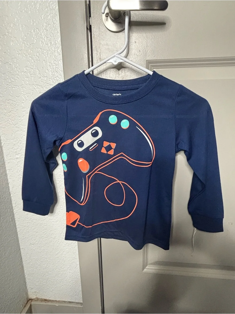 Carter's Navy Blue Long-Sleeve Tee with Gamer Controller Graphic, NWT